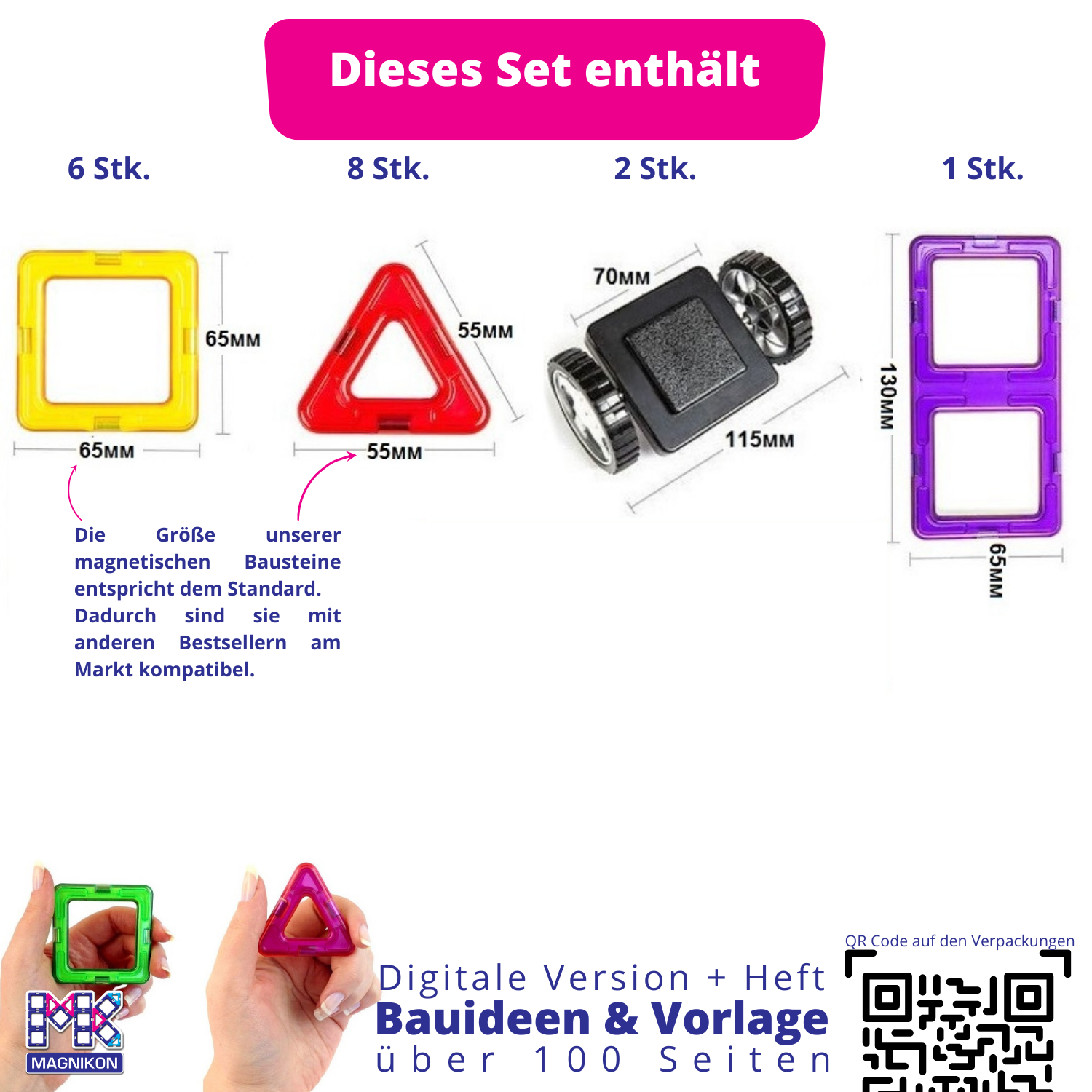 Magnetische Bausteine MK 17 Das Rennen mit Rädern 17 Teile MAGNIKON