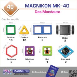Magnetische Bausteine, Magnetsteine MK-40 Das Mondauto, 40 Teile 13 15ab8205 a6b2 4926 a9b2 3f594453119f MAGNIKON