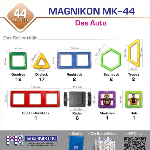Magnetische Bausteine Der Autopark, Magnetbau-Set 44-teilig – Bild 2