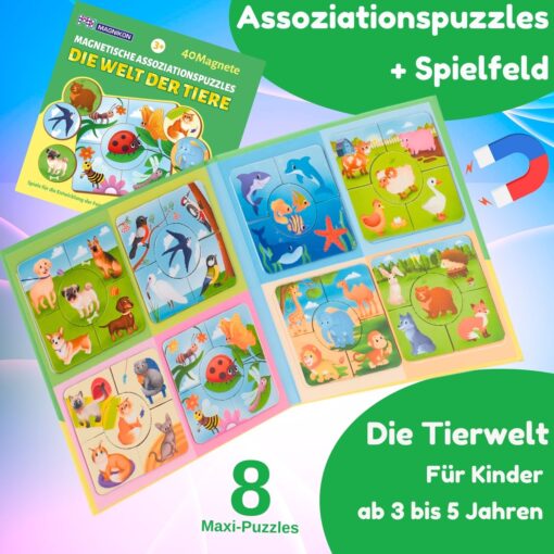 Magnetisches Puzzle der Assoziationen Die Welt der Tiere ab 3 Jahren, 40 Magneten – Bild 8