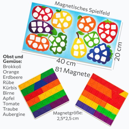 Sortierspiel Früchte und Gemüse, Magnetspiel mit 81 Magnete – Bild 2