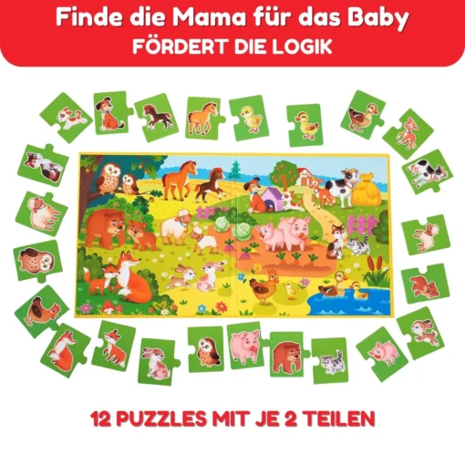 Magnetische Puzzles Mama und Baby, 24 Teile, 2-teilig Magnetpuzzles für 2 Jährige – Bild 4