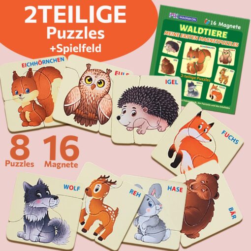 Erste Große Puzzles 2 Teile Waldtiere mit 16 Magneten