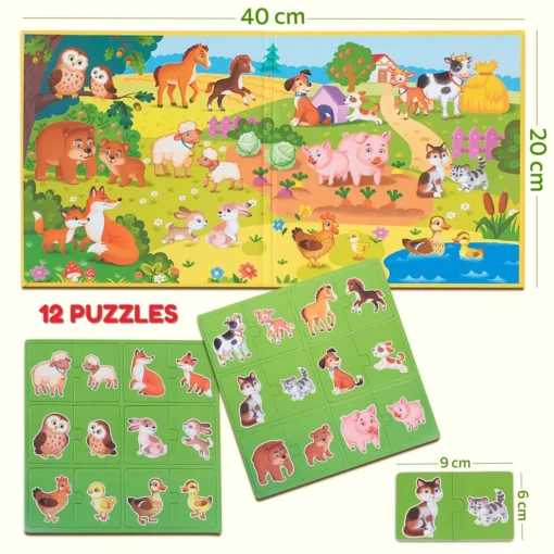Magnetische Puzzles Mama und Baby, 24 Teile, 2-teilig Magnetpuzzles für 2 Jährige – Bild 2