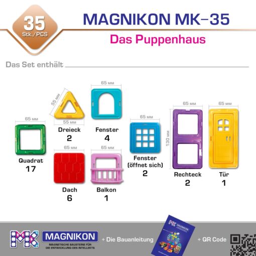 Magnetische Bausteine Das Puppenhaus 35 Teile – Bild 2