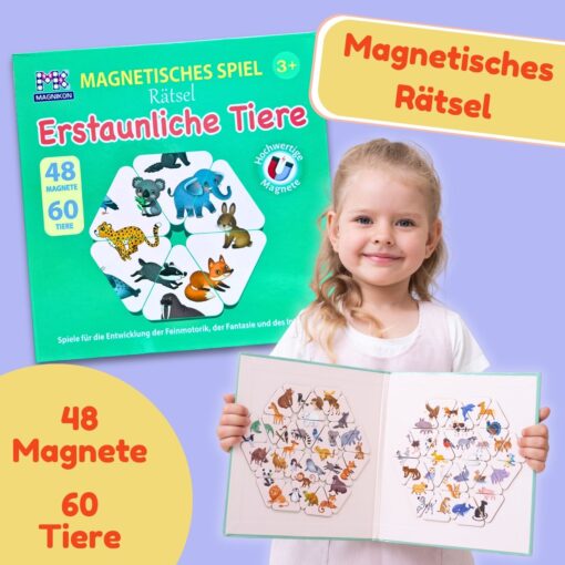 Magnetisches Spiel Rätsel Erstaunliche Tiere, 46 Magnete – Bild 6
