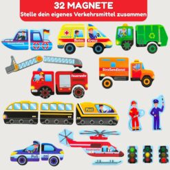 Magnetspiel Fahrzeuge 32 Magnete - Motorikspielzeug für die Beschäftigung bei der Autofahrt 10 B09W5WVW7L.PT01 MAGNIKON