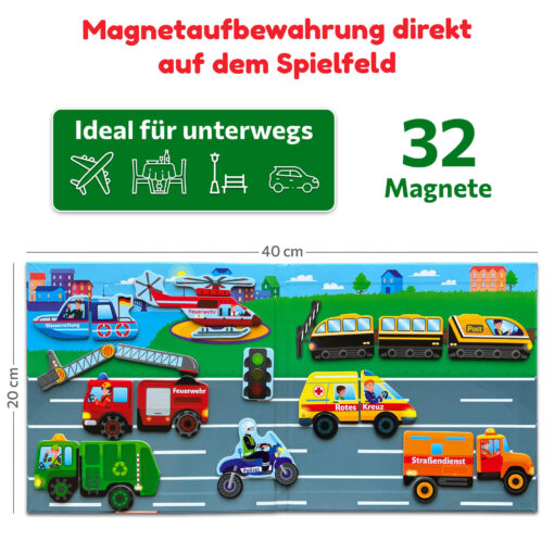 Magnetspiel Fahrzeuge 32 Magnete - Motorikspielzeug für die Beschäftigung bei der Autofahrt – Bild 2