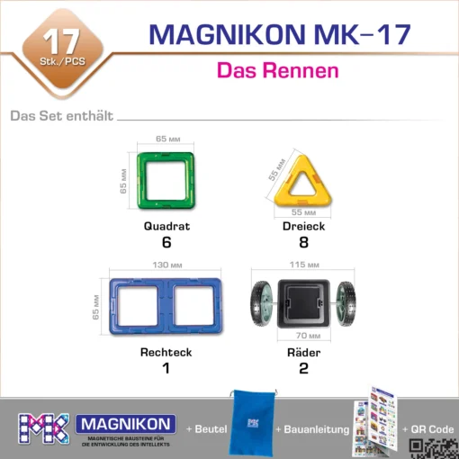Magnetbausteine MK-17 Das Rennen, 17 Teile – Bild 2