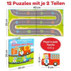 Zahlen lernen von 1 bis 12, 12 Puzzles mit je 2 Teile 9 UD 118 05 1 MAGNIKON
