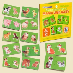 Magnetische Puzzles Mama und Baby, 24 Teile, 2-teilig Magnetpuzzles für 2 Jährige