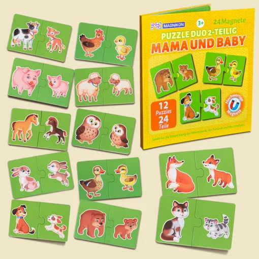 Magnetische Puzzles Mama und Baby, 24 Teile, 2-teilig Magnetpuzzles für 2 Jährige