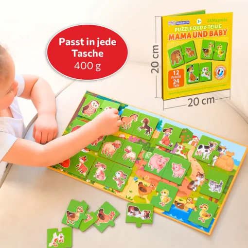 Magnetische Puzzles Mama und Baby, 24 Teile, 2-teilig Magnetpuzzles für 2 Jährige – Bild 5