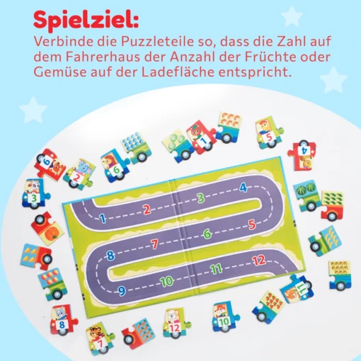 Zahlen lernen von 1 bis 12, 12 Puzzles mit je 2 Teile – Bild 5