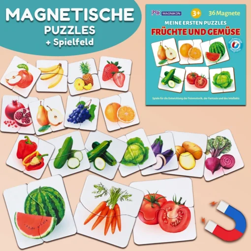 Magnetpuzzles Früchte und Gemüse 18 Puzzles mit je 2 Teile – Bild 6