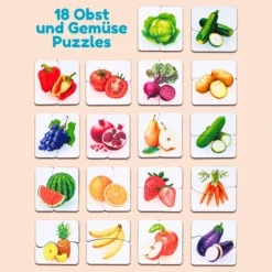 Magnetpuzzles Früchte und Gemüse 18 Puzzles mit je 2 Teile 14 UD124 3 MAGNIKON
