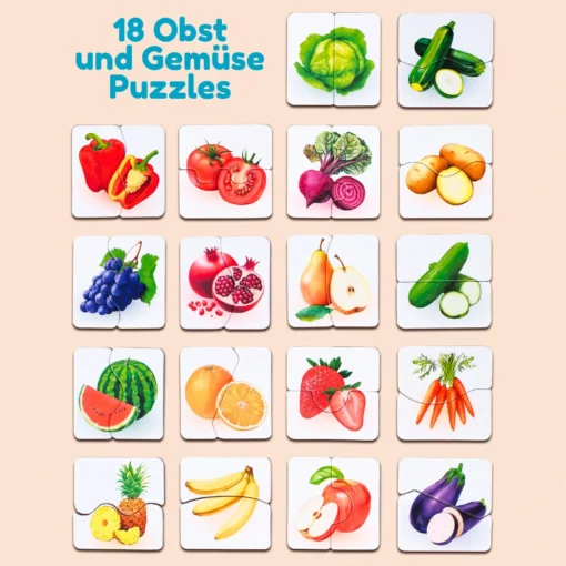 Magnetpuzzles Früchte und Gemüse 18 Puzzles mit je 2 Teile – Bild 7
