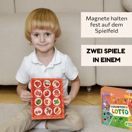 Farbenfrohes Lotto Spiel für Kinder 72 Chips, 6 doppelseitige Tafeln – Bild 7