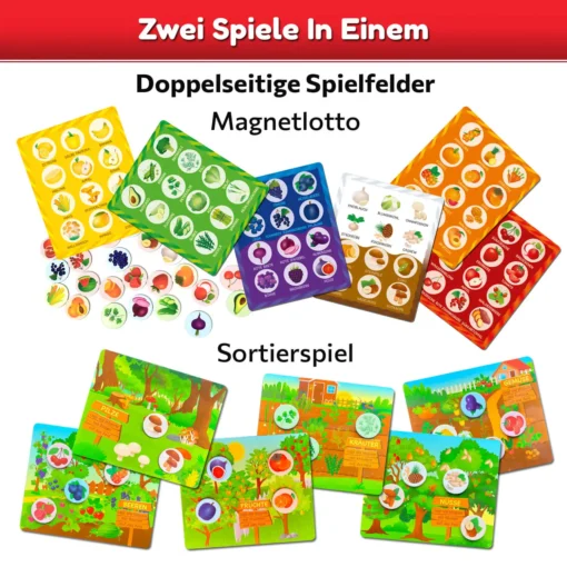 Farbenfrohes Lotto Spiel für Kinder 72 Chips, 6 doppelseitige Tafeln – Bild 2