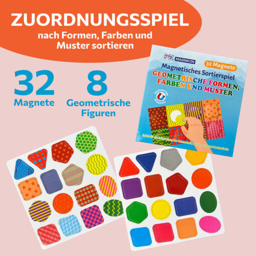 Zuordnungsspiel Formen, Farben und Muster mit 32 Magneten – Bild 2