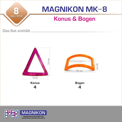 Magnetische Bausteine Erweiterungsset 4 Konusse und 4 Bogen – Bild 2