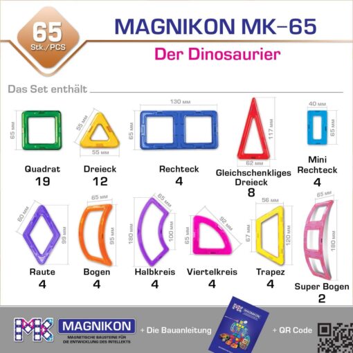 Magnetische Bausteine Der Dinosaurier - Magnetbau-Set 65-teilig – Bild 2