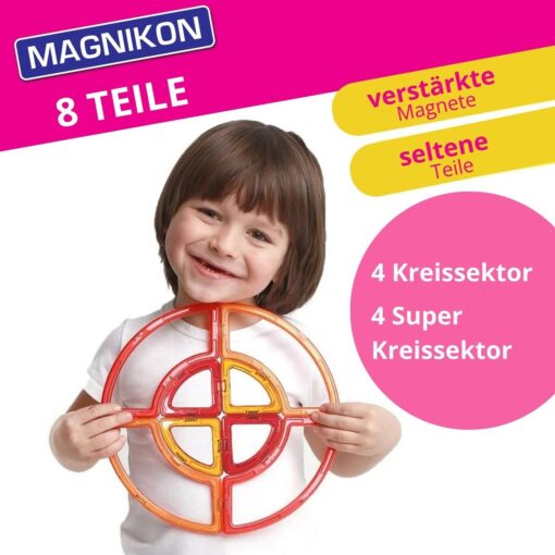 Magnetische Bausteine Erweiterungsset 4 Kreisektoren und 4 Super-Kreissektoren – Bild 3