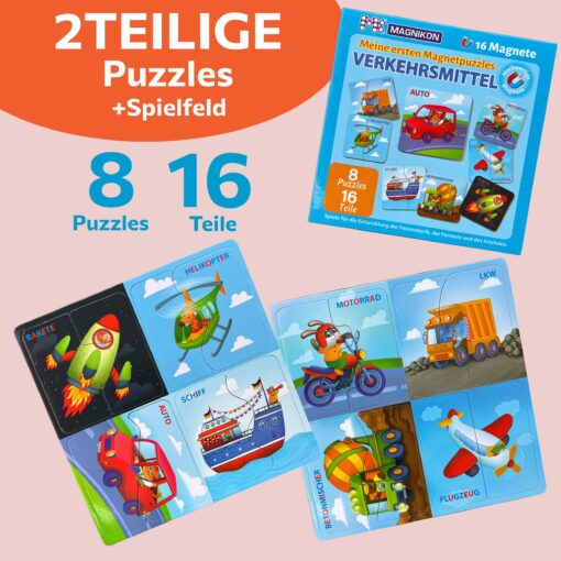 Erste Große Puzzles 2 Teile Verkehrsmittel mit 16 Magneten