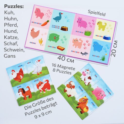 Erste Große Puzzles 2 Teile Haustiere mit 16 Magneten – Bild 2