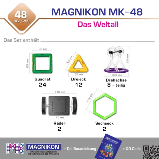 Magnetische Bausteine Das Weltall 48 Teile – Bild 2